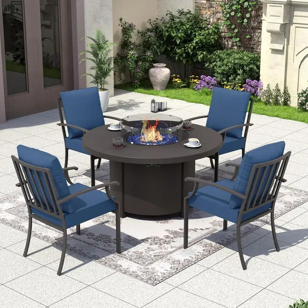 Outdoor Furniture Set With Fire Pit - 5-Piece Outdoor Patio Furniture Set with