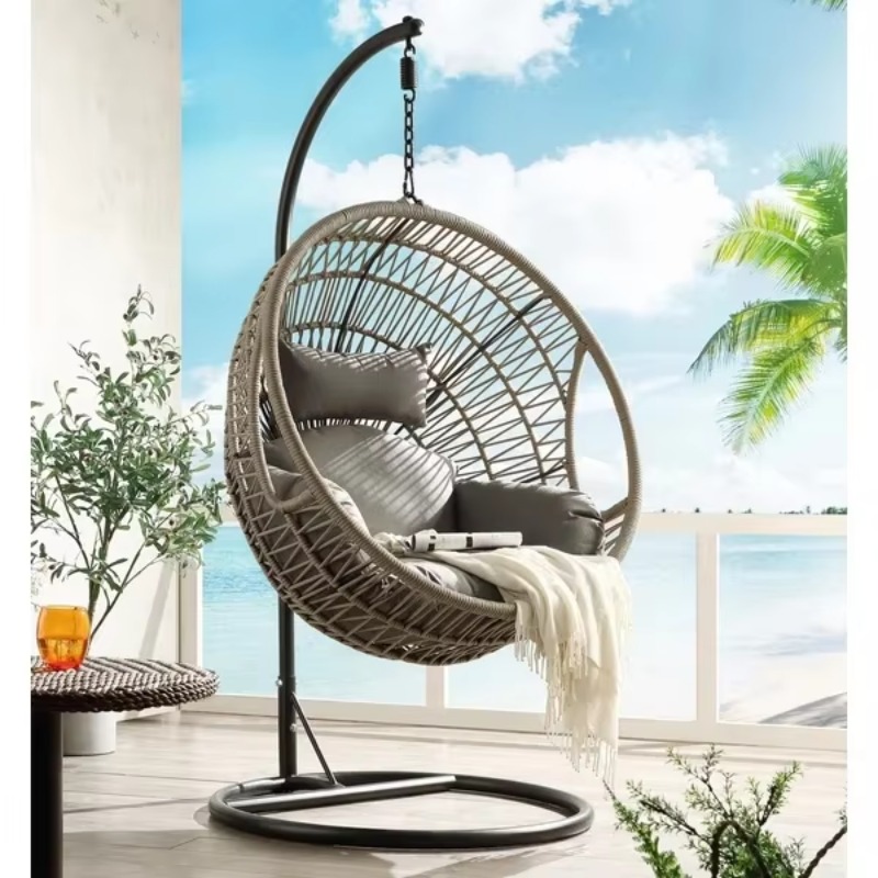 Hanging Egg Chair - Modern Egg-Shaped Rattan Wicker Hanging Swing