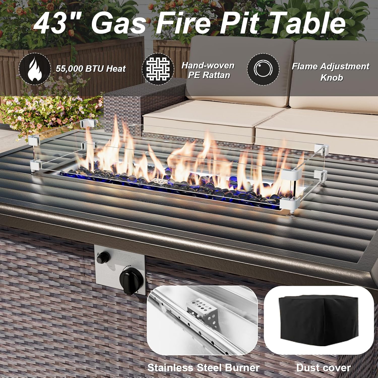 10-Piece Outdoor Sectional Sof - Outdoor Furniture Set With Fire Pit ulasan dan harga