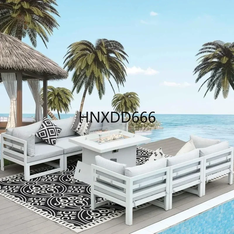 7-Piece Aluminum Outdoor Patio - Outdoor Furniture Set With Fire Pit ulasan dan harga