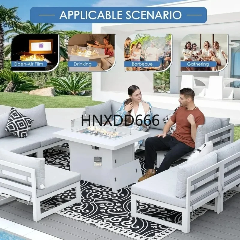 7-Piece Aluminum Outdoor Patio - Outdoor Furniture Set With Fire Pit ulasan dan harga