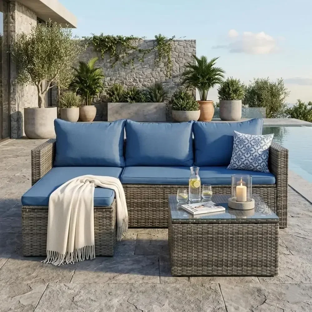 4-Piece Outdoor Wicker Patio F - Outdoor Furniture Set With Fire Pit ulasan dan harga